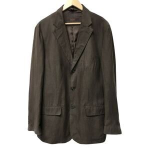 Tre Vero Sport Coat Mens XL Aux Casino Blazer Brown Silk Linen